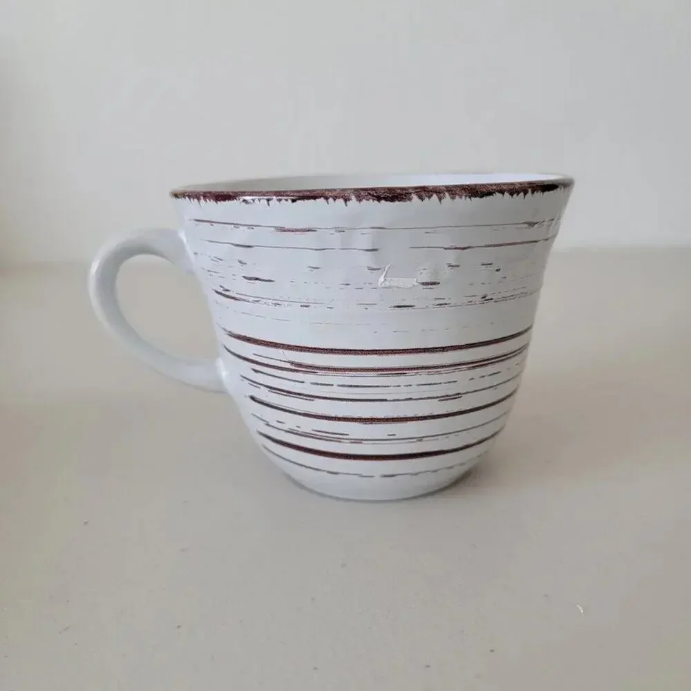 Pfaltzgraff Trellis Coastal Mug White Brown Stoneware Replacement Coffee Cup